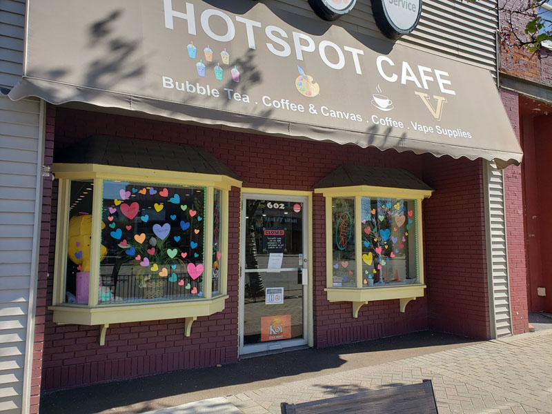 Picture of the front entrance of the cafe.
